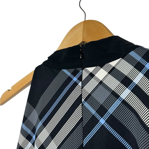 NWT Jude Connally | Maureen Printed Ponte Dress - Grand Plaid Black Size Medium - Picture 7 of 8